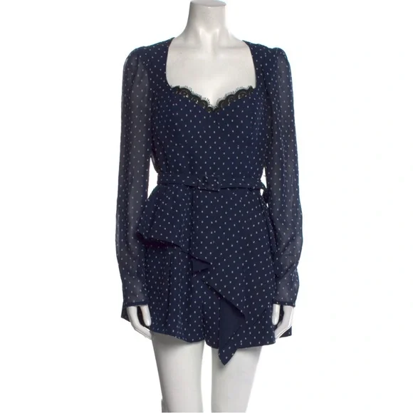 Self-Portrait Polka Dot Print Square Neckline Romper - Picture 3 of 10